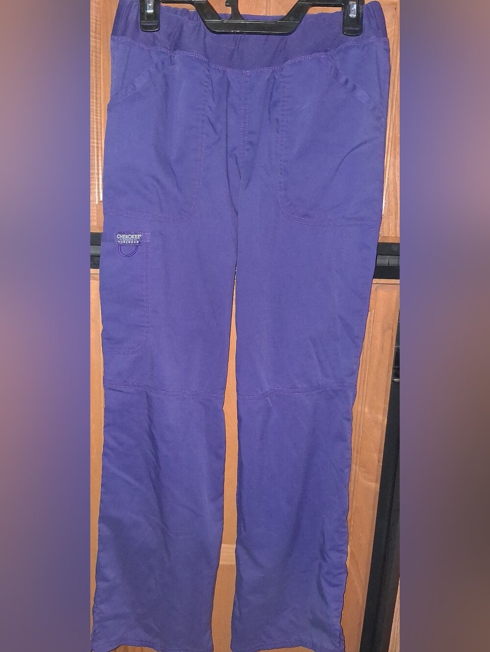 Two Pairs Cherokee Womens Purple Cargo Scrub/Work Pants Size M